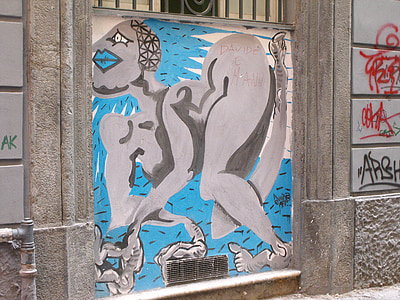 Nápoly, Street art, falfestmények, tölgy utca, történelmi központ