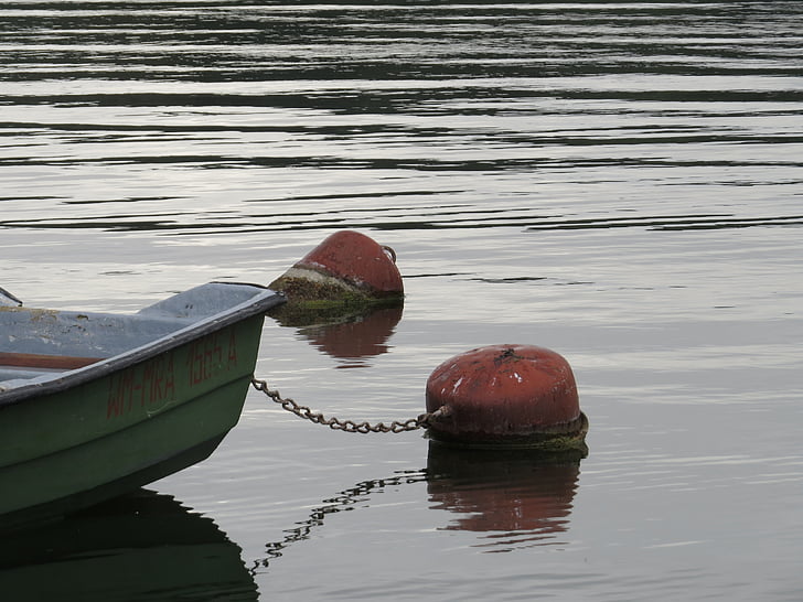 buoys, boat, haven, lake