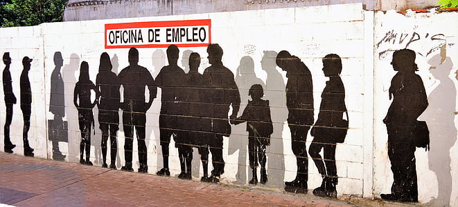 kunst aan de muur, werkgelegenheid, wachtrij, graffiti, Spanje