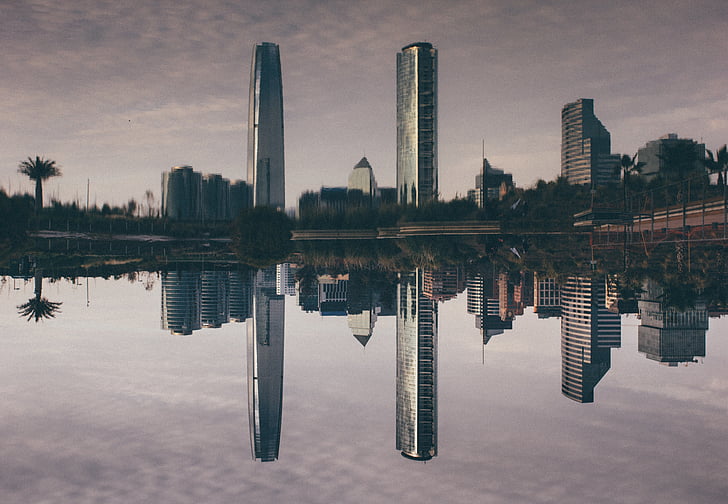 Foto, alta, aumento de, edificio, Parque, estacionamiento, Chile