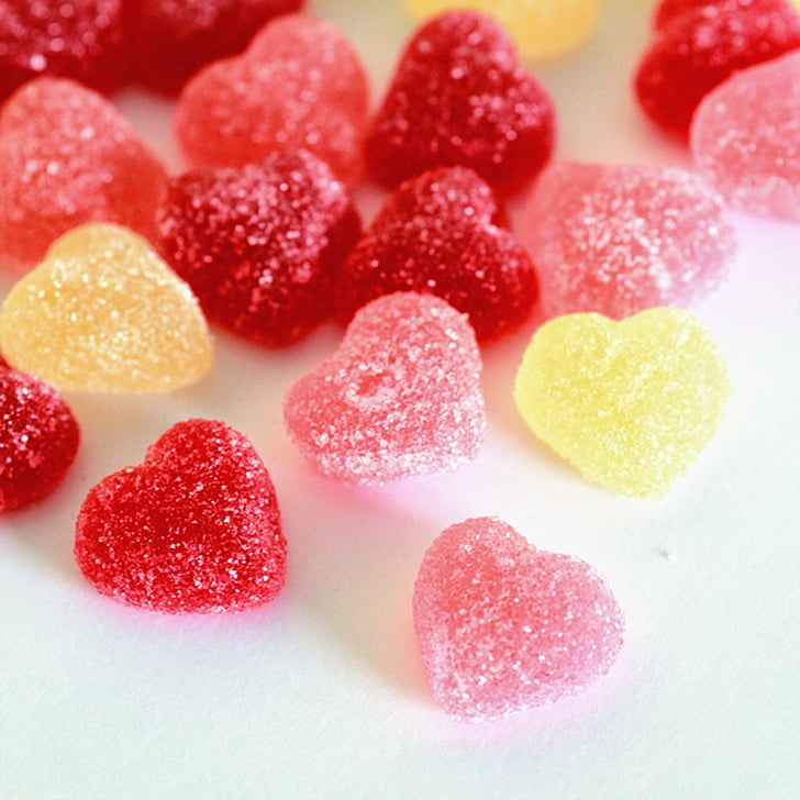 sladký, ďasná, Candy, srdce, cukor, Farba, červená