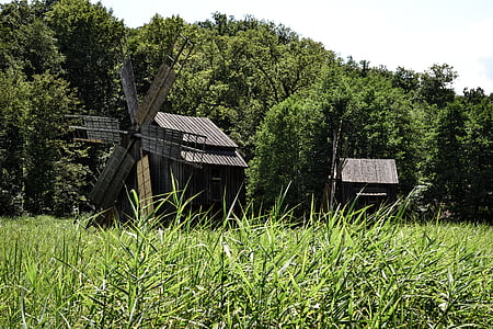 Veterný mlyn, tradičné, staré, drevo - materiál, vidieka scény, Príroda, rustikálne