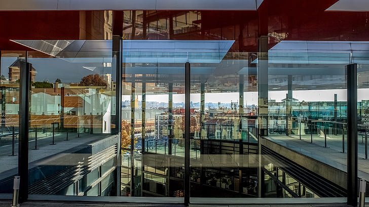 vidre, reflexió, arquitectura, moderna, Madrid, finestra, vidre - material