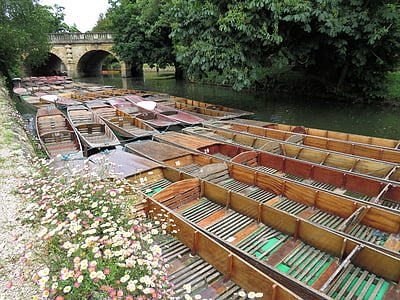 punting, pünt, Oxford, Oxfordshire, študent, rieka, loďou
