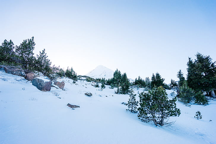 paisagem, fotografia, montanha, cobertos, neve, Inverno, temperatura fria