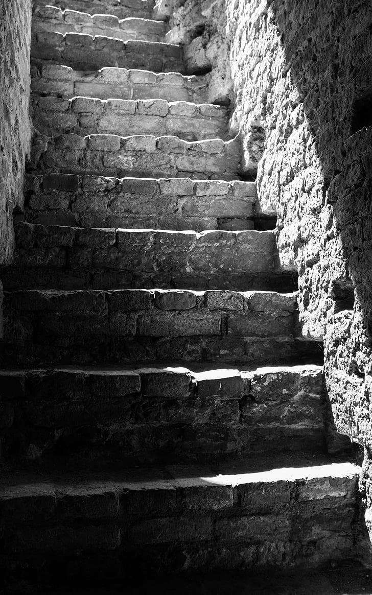 stairs, light, stone, architecture, gradually, emergence, staircase