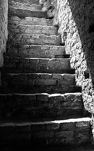 stairs, light, stone, architecture, gradually, emergence, staircase