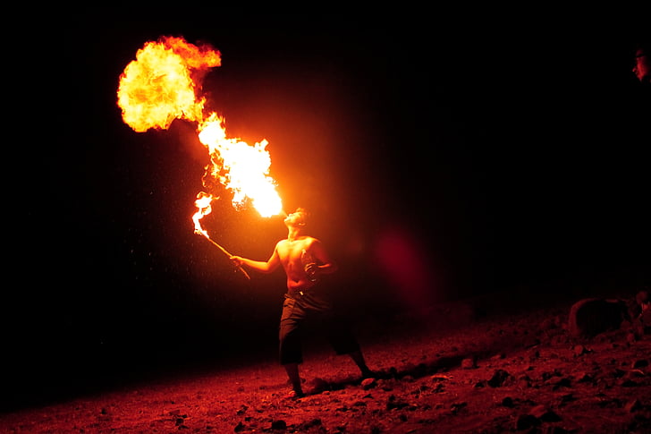 respiració de foc, Fire-Eater, foc, Art, nit, flama, negre