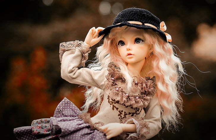 doll, winters, hat, hair, children only, childhood, one person