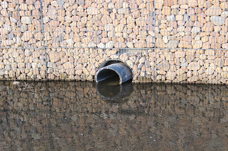 stones, water, tube, drain, mirroring, background