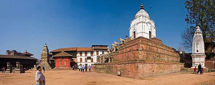 reizen, Nepal, Bhaktapur, het platform, gebouw, toeristische, Straat