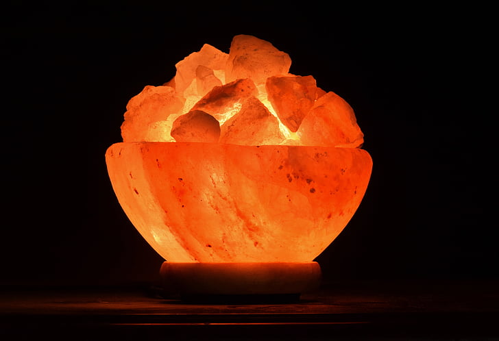 cahaya, cahaya malam, kristal garam, lampu kristal garam, kristal, batu, warna oranye