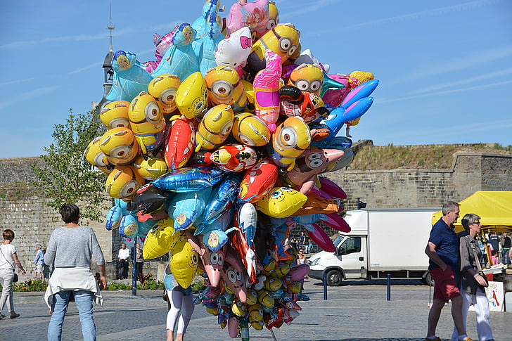 Luftballons, Kinder, Farben, Strand, Geschenk, Spiele, Zeichen