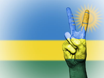 Rwanda, fred, hand, nation, bakgrund, banner, färger