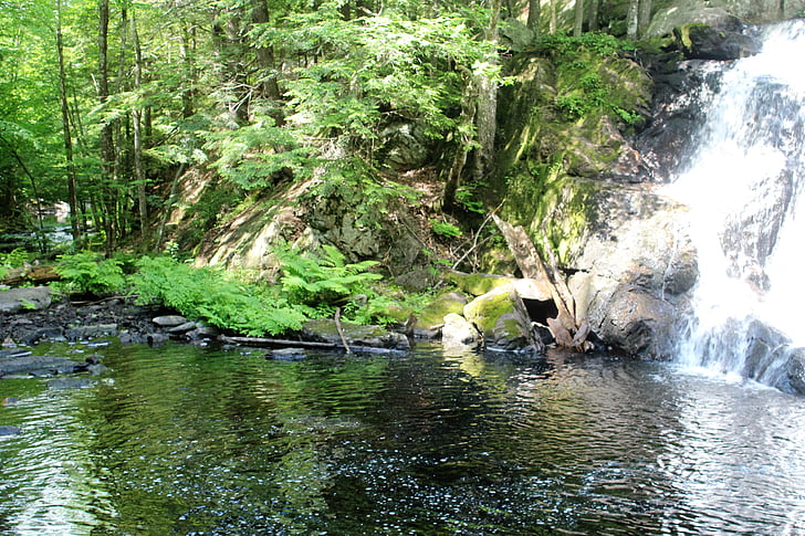 green, water, waterfall