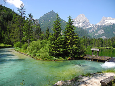 doğa, dağlar, Panorama, kaya, gökyüzü, Alp, su
