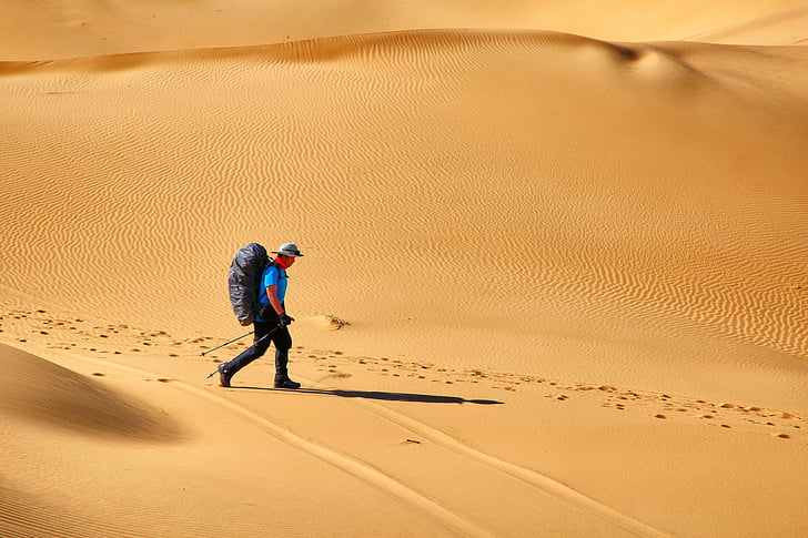 figure, hiking, travel, people, man, nature, sand
