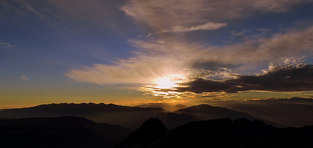sunset, mountain, carega, sky, cloud, italy, twilight
