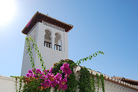 Granada, stranden, Spania, himmelen, rosa, blå, middelaldertårn