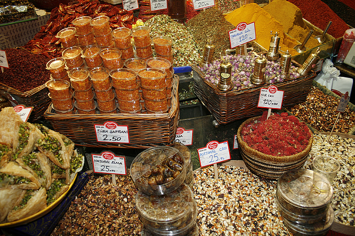 rempah-rempah, pasar, Istanbul, eksotis, warna