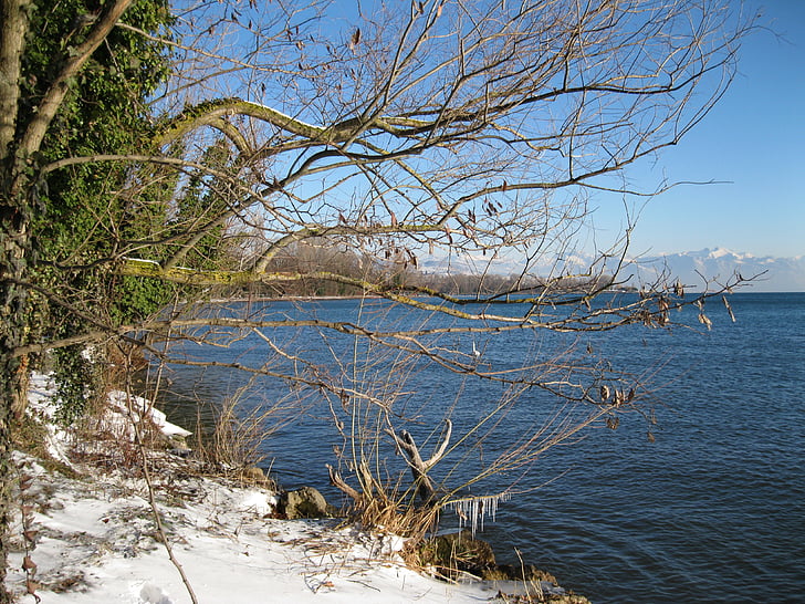 landscape, switzerland, lake, snow