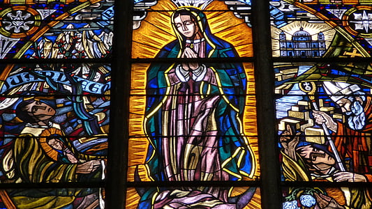 vitráže okien, kostol, Mária, Modlitba, pamiatka, modliť sa, umenie