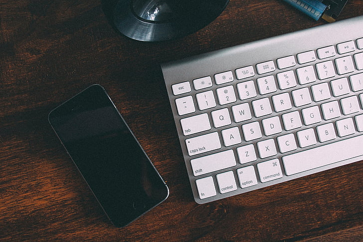 простір, сірий, iPhone, яблуко, бездротові, клавіатура, коричневий