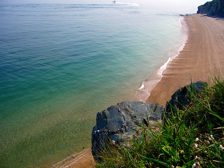 východ, Devon, pláž, písek, Já?, krásný, slunečno