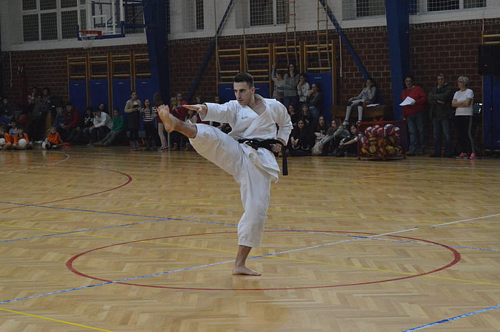 esport, karate, formació, home, noi, persona, arts marcials