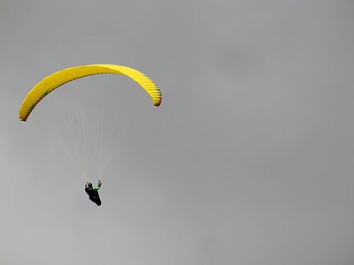 Fallschirm, Zeit, schlechtes Wetter, gelb, Sturm, Extremsport, fliegen