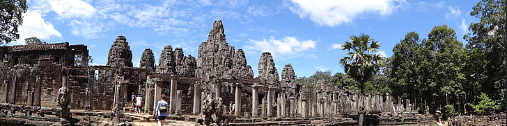 Temple, panoramique, statue de