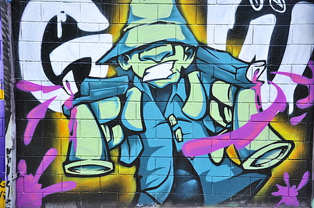 graffiti, imatge, paret, il·lustració, vandalisme