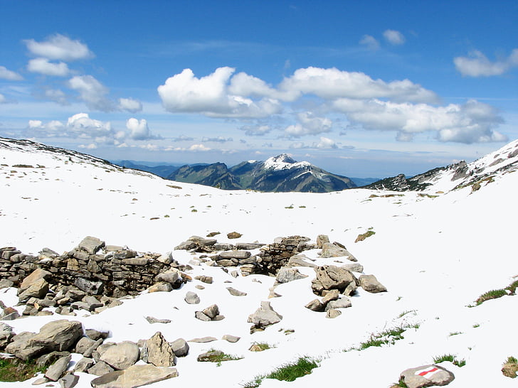 alpejska, śnieg, piesze wycieczki, God's acre, Kleinwalsertal, programu Outlook, Wizja