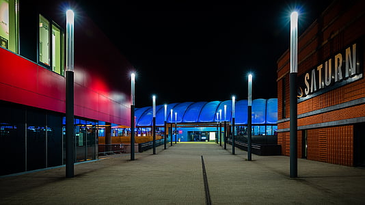 Lüksemburg, Tren İstasyonu, gece fotoğraf, Esch belval, Saturn, Işıklar, aydınlatma