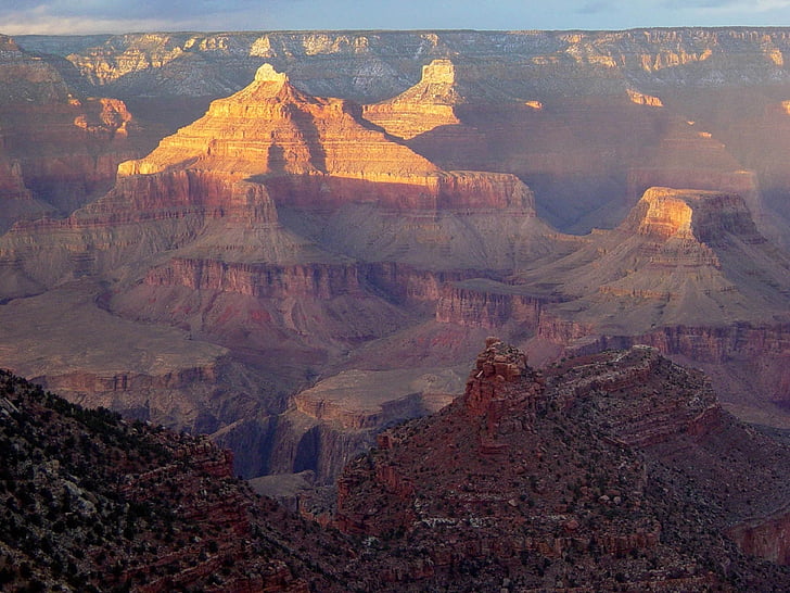 grand canyon, sunset, landscape, dusk, twilight, scenic, rock
