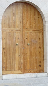 kayu, pintu, besar, kayu, masuk, arsitektur, pintu