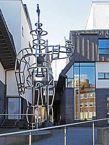architecture, sculpture, library, city library, münster, westfalen, downtown