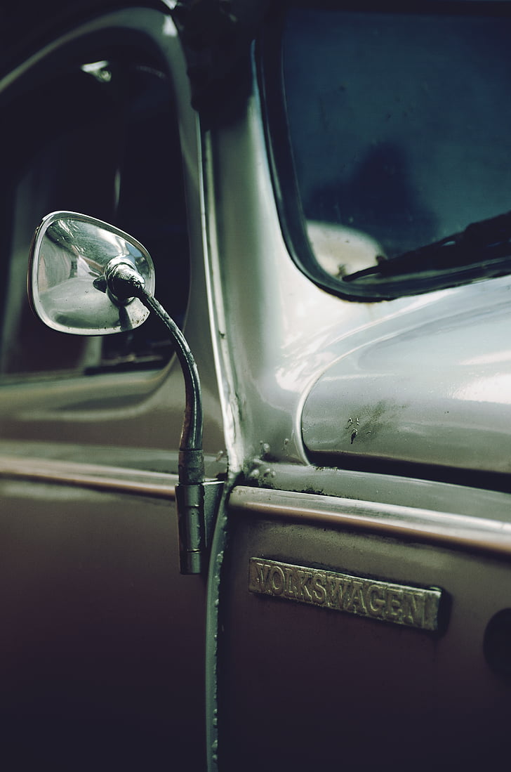 carro, clássico, espelho lateral, veículo, vintage, Volkswagen, transporte