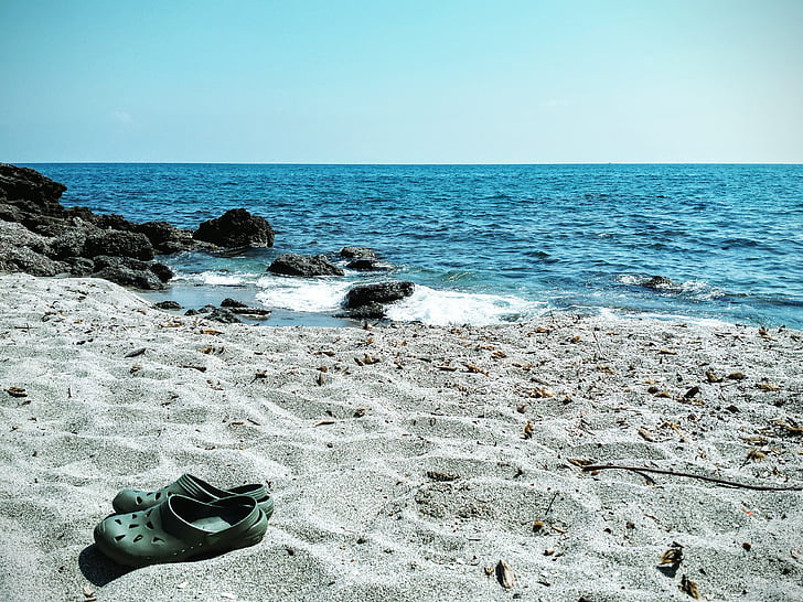 stranden, Korsika, sjøen, Frankrike, sand, blå, Middelhavet