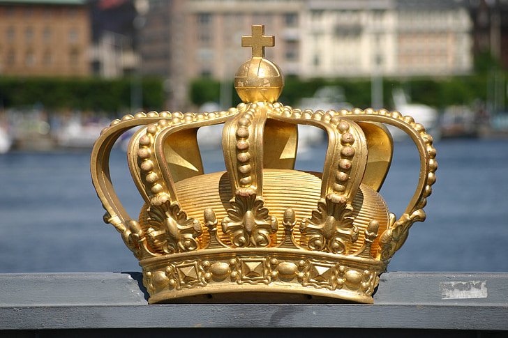 Crown, Sverige, Stockholm, skeppsholmsbron, gull farget
