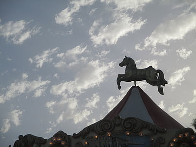 carousel, horse, sky