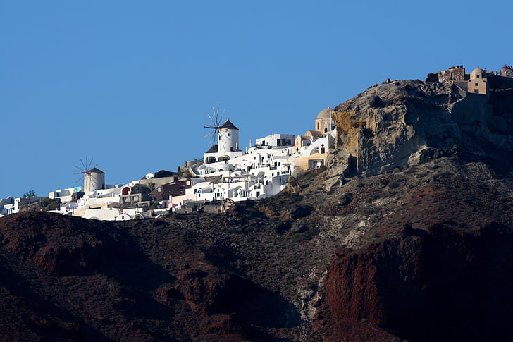 Santorini, Insula, Grecia, Insulele Ciclade, insula grecească, case albe, Caldera