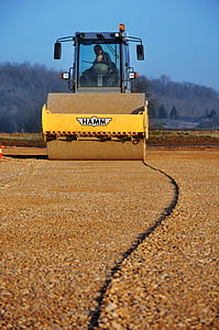 steamroller, construction equipment, earth-moving machinery, road, machinery, construction Machinery, construction Site