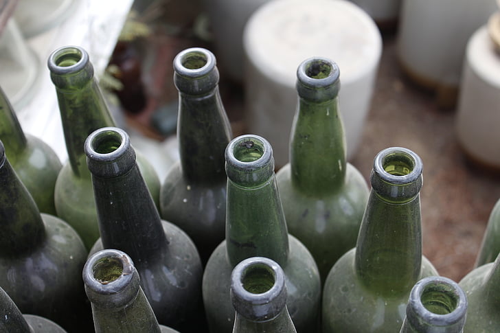 bouteilles, poussiéreux, Vintage, mise en bouteille, ligne, Winery, vieux