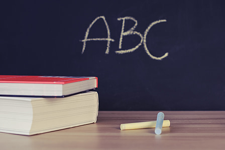 school, books, desk, chalkboard, chalk, letters, abc