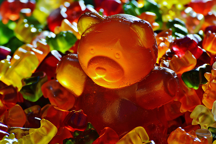 obrie gumy medveď, gummibär, gummibärchen, ovocie ďasná, medveď, chutné, Farba