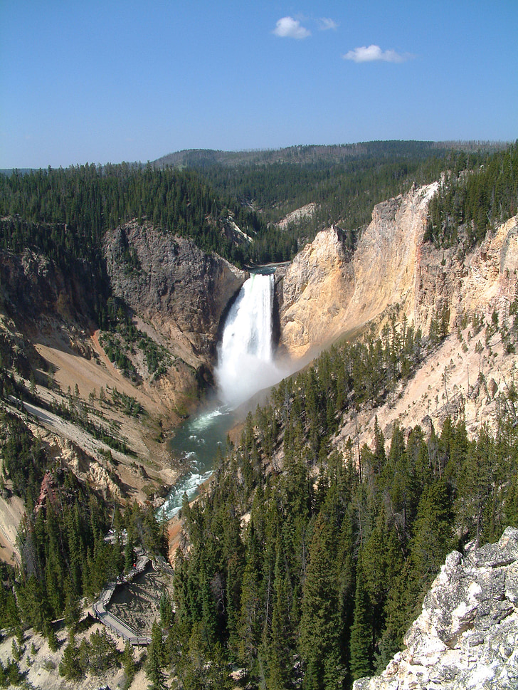 felső yellowstone falls, Yellowstone Nemzeti park, folyó, vízesés, festői, természet, vízesés