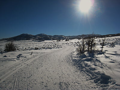 alta, muntanya, pistes d'esquí, sender, turó, l'hivern, paisatge