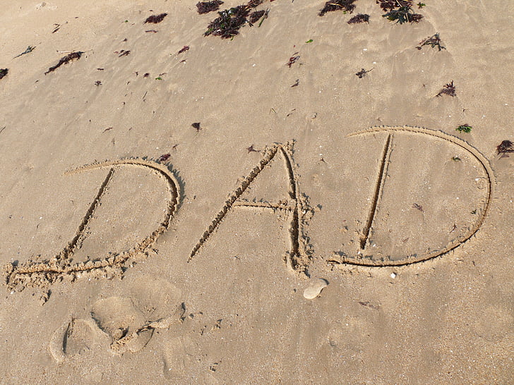 father, sand, text, word, mail, writing