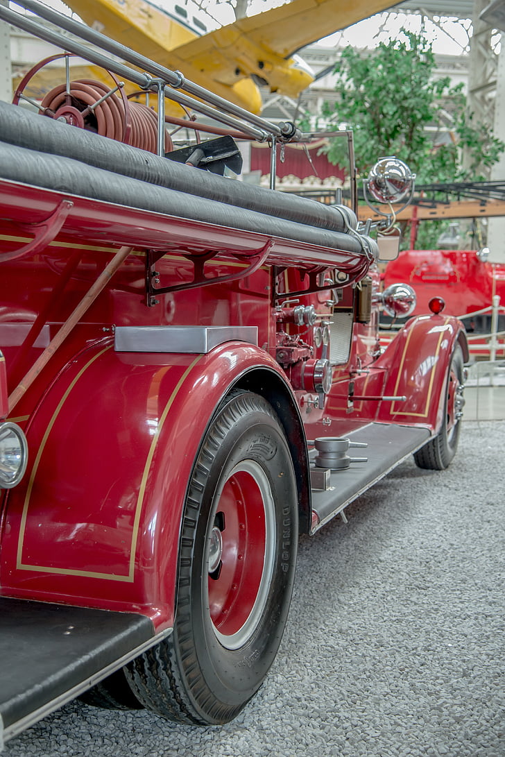fire truck, fire, antique, retro, red, auto, oldtimer